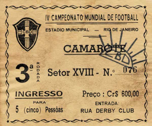 1950年巴西世界杯的门票